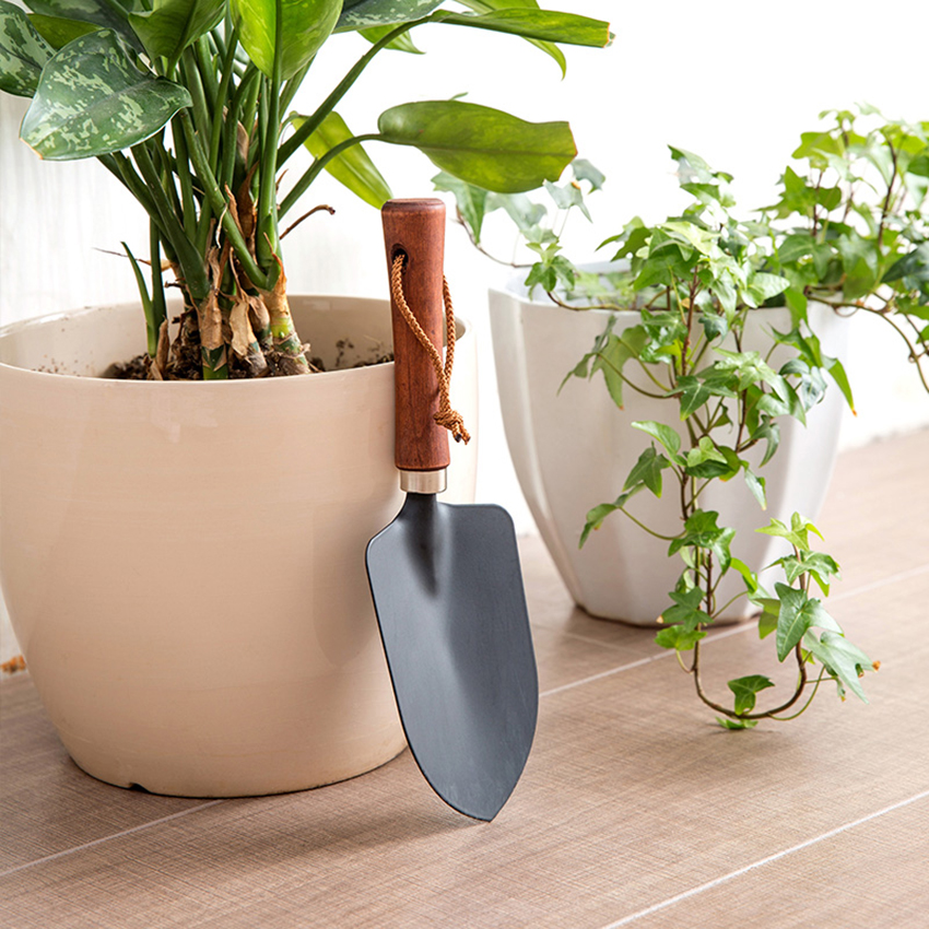 Wooden Handle Small Shovel Balcony Planting Flowers Weeding Garden Tools Household Meaty Pots Loose Soil Iron Excavation Spade
