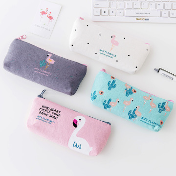 Kawaii Cute Korean Flamingo Canvas Pencil Case Storage Organizer Pen Bags Pouch Pencil Bag Pencilcase School Supply Stationery