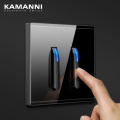 KAMANNI Luxury Light Switch LED Indicator Crystal Tempered Glass Piano Key Model design White Push Botton Wall Switches 220V New