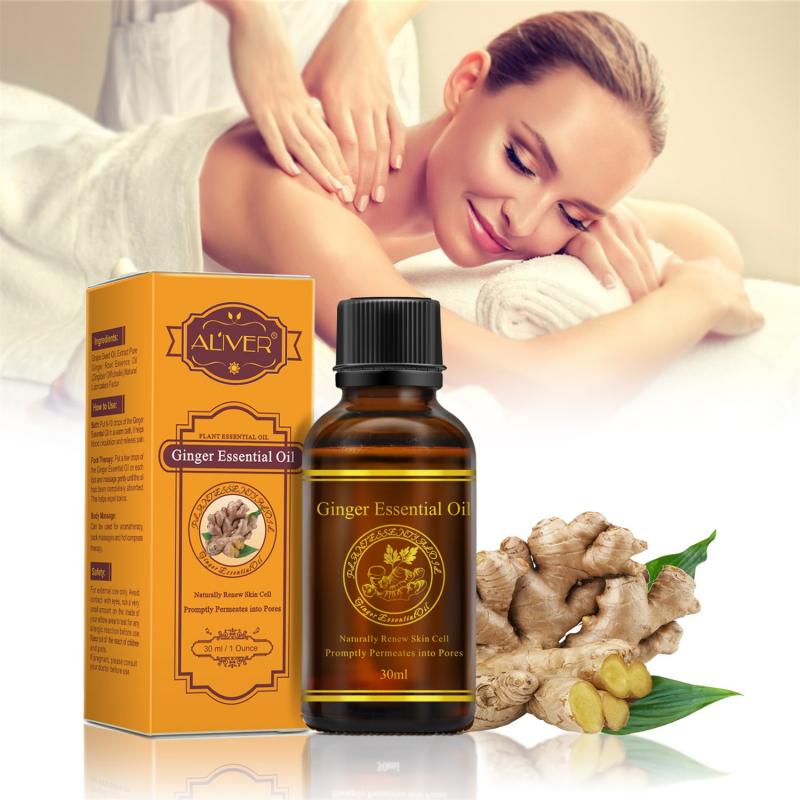 ALIVER 30ML Ginger Essential Oil Body Massage Essential Oil Spa Ginger Oil 100% Pure Natural Therapeutic Grade Massage Oil TSLM1