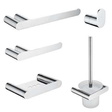 Bathroom Accessories Chrome Finish Towel Bar Robe Hook Paper Holder Toilet Brush Holder Soap Box Set Bath Hardware Sets