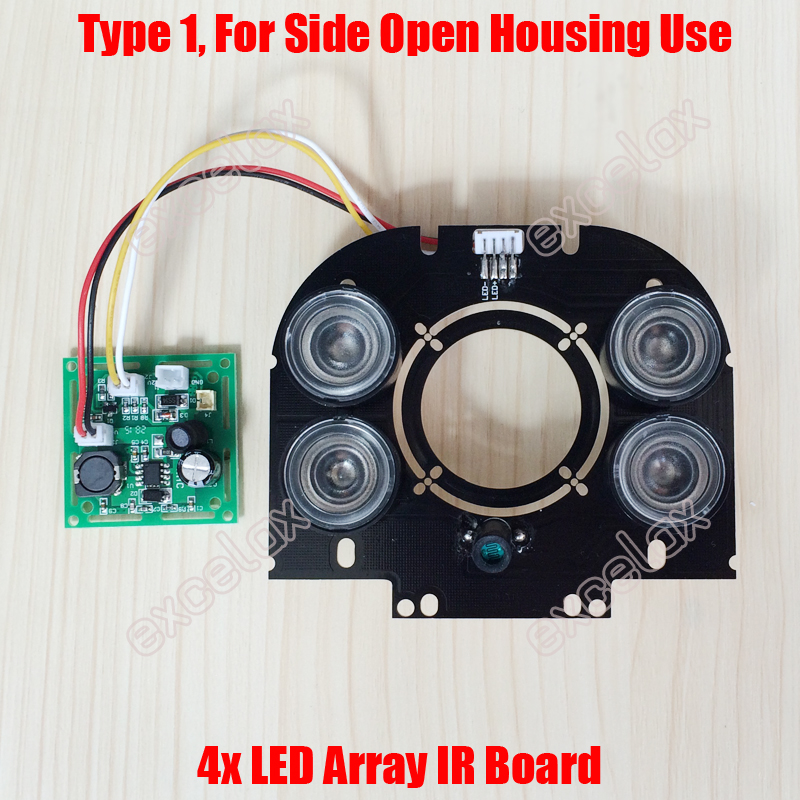 DIY 4pcs LED Array 42mil 850nm IR 10-100 Meters Square PCB Board Specialized for Side Door Open Waterproof CCTV Camera Housing