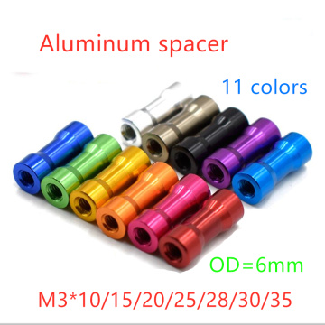 20pcs Aluminum Spacer Studs M3*10/15/20/25/28/30/35mm OD=6mm aluminum round standoff spacer rods for RC Parts Multicolor