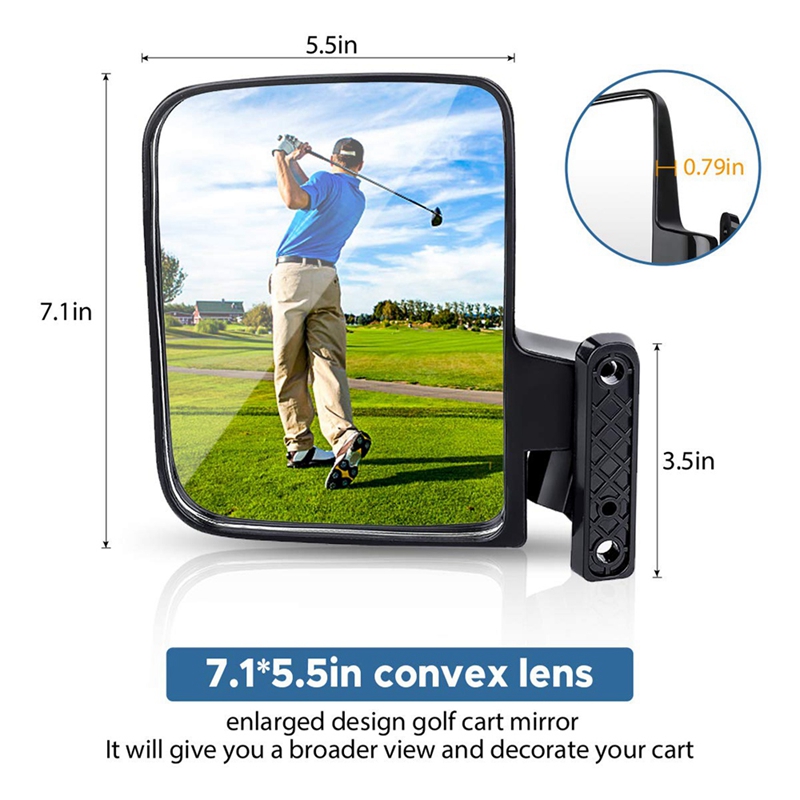 Golf Cart Mirrors - Universal Folding Side View Mirror For Golf Carts Club Car, Ezgo, Yamaha, Star, Zone Carts