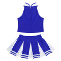 TiaoBug Kids Girls School Cheerleader Uniform Sleeveless Crop Tops Pleated Skirt Set Children Stage Performance Dance Costume