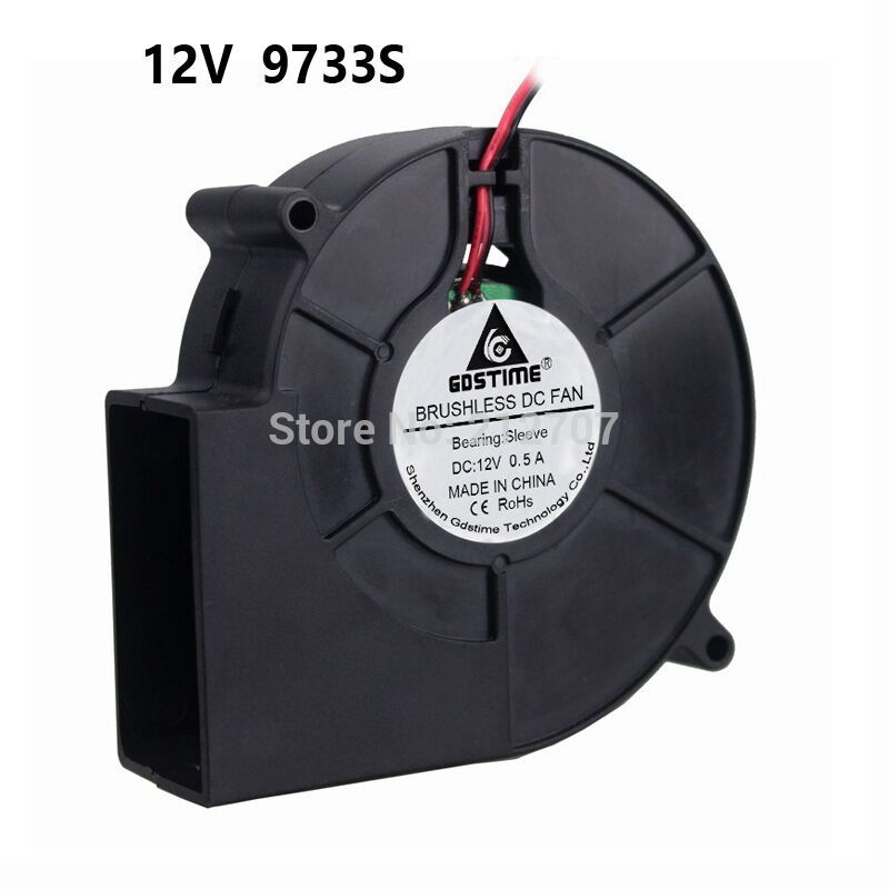 1 Piece High Air Pressure 2Pin 9733 97x33mm 97mm Air Flow Cooler 12V Brushless DC Blower Fan