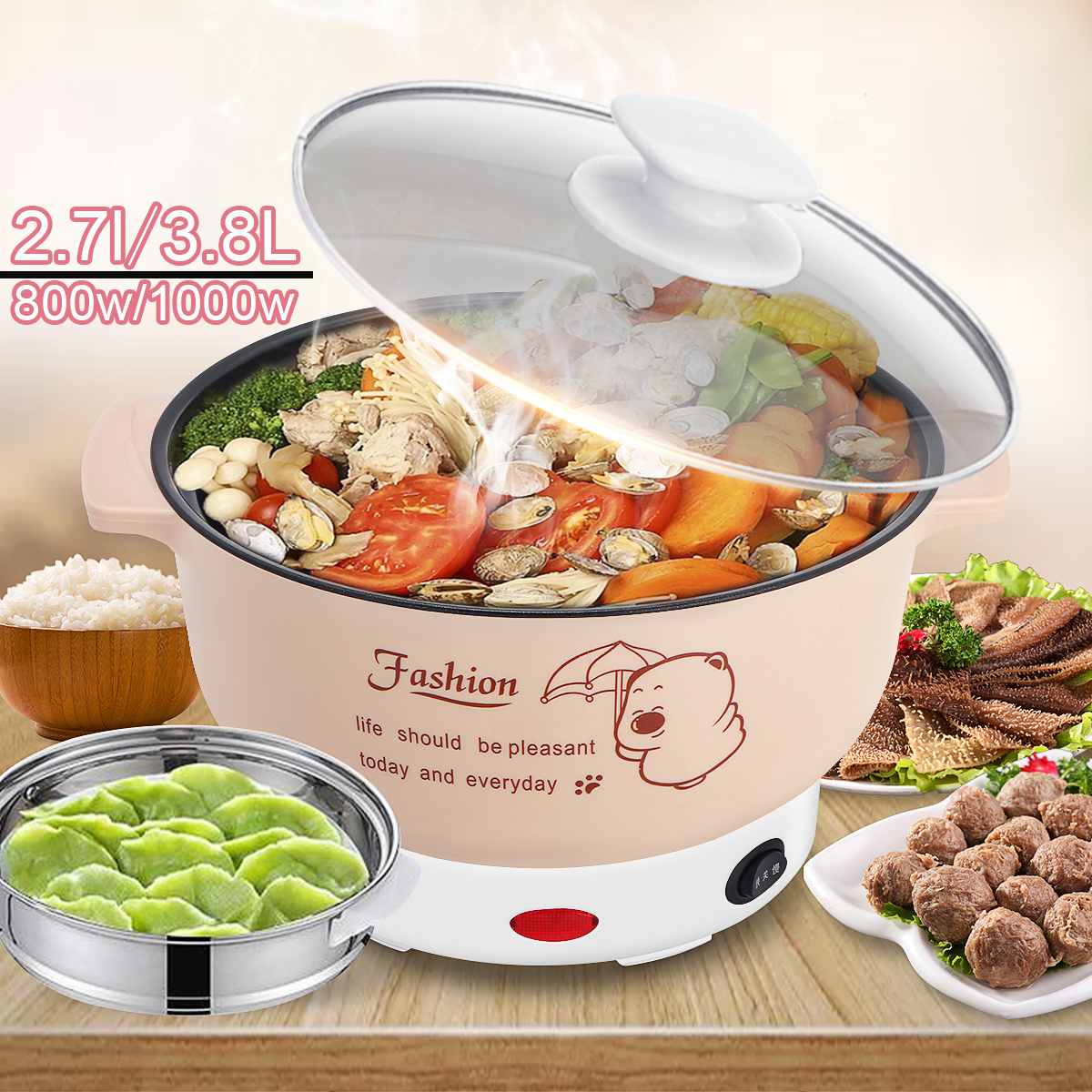 1000W 220V Mini Rice Cooker Electric cooker Multi Electric Cooking Machine Single/Double Layer HotPot Rice Cooker Non-stick pan