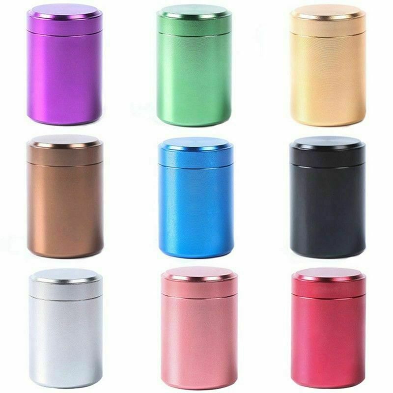 1PC Airtight Smell Proof Container Aluminum Herb Stash Tea Kitchen Food Storage Metal Sealed Can Jars