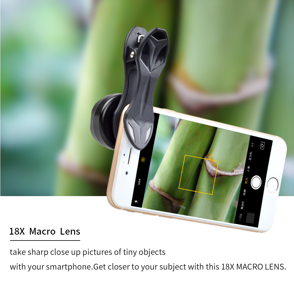 APEXEL 18X Macro Lens Professional Super Macro Mobile Phone Camera Lenses for iPhone Samsung Xiaomi HTC with Universal Clip