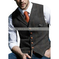 Mens Suit Vest Notched Plaid Wool Herringbone Tweed Waistcoat Casual Formal Business Groomman For Wedding Green/Brown/Green/Grey