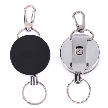 1PCS Stainless Steel Retractable Resilience Steel Wire Rope Elastic Casual Badge Reel Retractable Key Ring ID Card Holder Clips