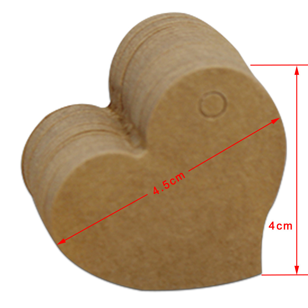 4.5*4cm Kraft Paper Tags Heart Shape Label Luggage Wedding Event Note Wish Greeting Card DIY Price Craft Gift Message Hang Tag
