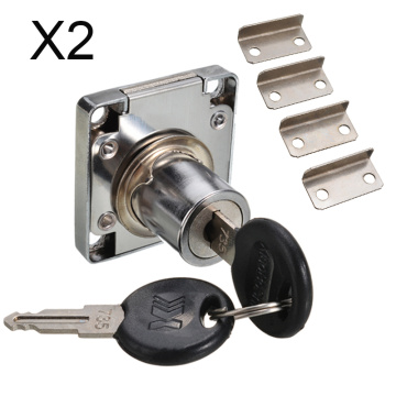 2Set Desk Drawer Lock Wardrobe Locks Cabinet Locks Furniture Cam Locks Steel Cabinet Locker with 2 Keys