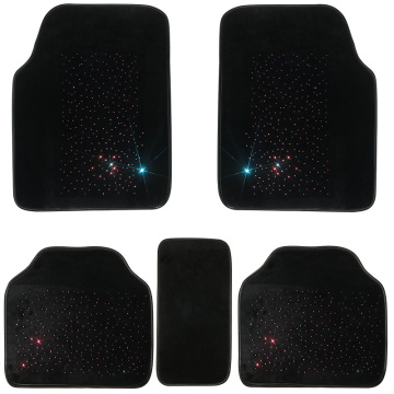 Bling Car Mats for Women Decorations Rhinestone Floor Carpet Universal Fit Black Interior Crystal Auto Useful Accessories