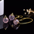 1PC Natural rose quartz Crystal perfume bottle pink stone Pendant Essential oil bottle container Jewelry Necklace