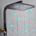 LED Digital Shower Set Bathroom Wall Mount Thermostatic Shower System Hot Cold Mixer Bath Faucet White Black Smart Copper Tap