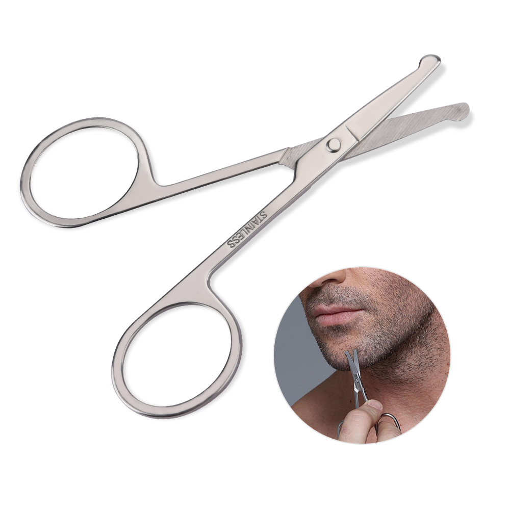 Stainless Steel Makeup Scissors Small Nose Hair Scissor Rounded Eyebrow Eyelashes Epilator Face Hair Removal Tools