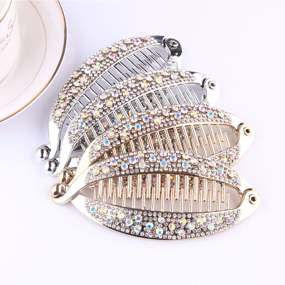 Crystal Rhinestone Fish Shape Hair Claw Clips Hair Jewelry Banana Barrettes Hairpins Hair Accessories For Women DIY Hair Styling