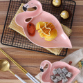 2pcs Flamingo Decoration Pink 3D Ceramic Plate Snacks Dried Fruit Plates Fruit Bowl Dessert Dishes Dinnerware for Home