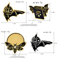 QIHE JEWELRY Gold Black Punk Ghost Skeleton Skull Bat pins Hard enamel pin Badges Brooches Halloween Spooky Dead Animal Jewelry