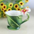 Nordic Embossed Plantain Coffee Cup Enamel Porcelain Bone China Afternoon Tea Cup With Saucer And Spoon Creative Gift