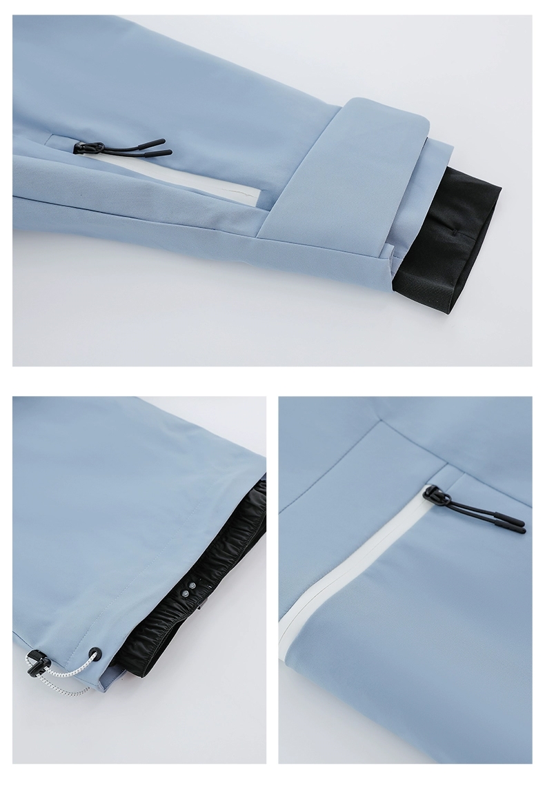 blue ski suits details