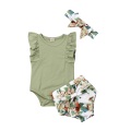 0-24M Newborn Infant Baby Girls Clothes Ruffle Sleeve Romper Floral Shorts Outfit