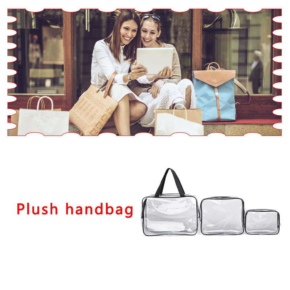 Pvc Material Multi-function Storage Bag Storage Bag Wash Cosmetic Bag Transparent Three-piece Finishing Package