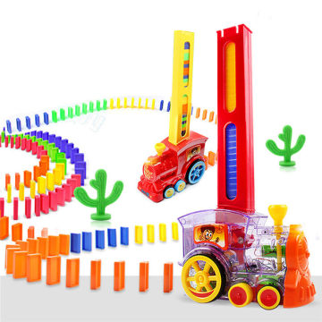 Dominoes Game Electric Train Kids Toy Automatic Car Vehicle Model Toy Children Learning Educational Toys Domino Blocks Kit
