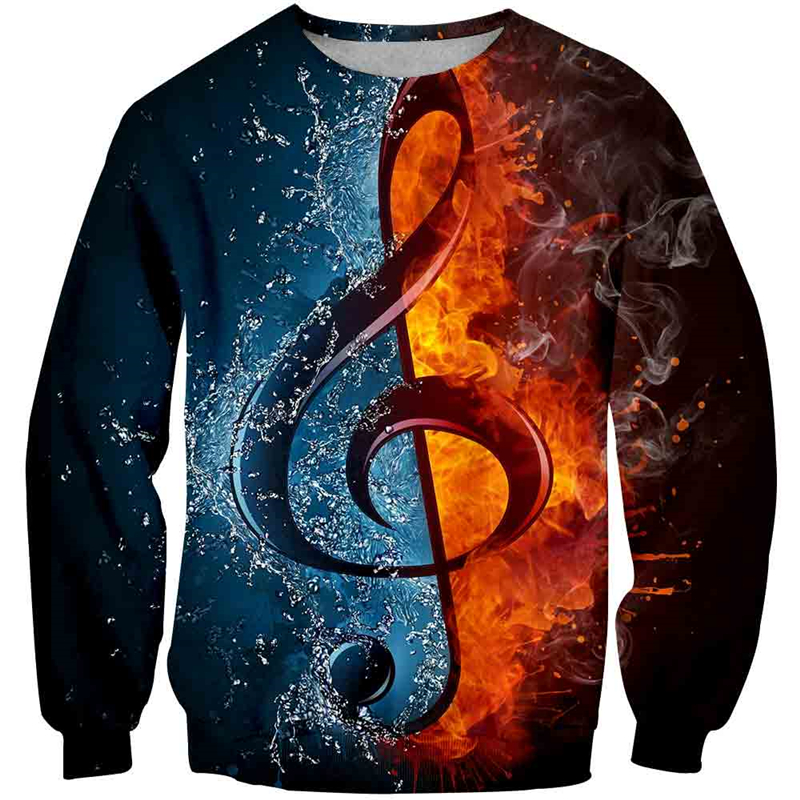 Cool Flame Music Note Pullover 3D Print Kid Hoodies Children O-neck Sweatshirts Toddler Baby Clothing Boys Girl Child Pullover