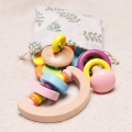 1PC Wooden Baby Rattles Toys Hand Teething Wooden Ring Musical Educational Instrument Colorful Toddlers Rattle Children Gift Toy