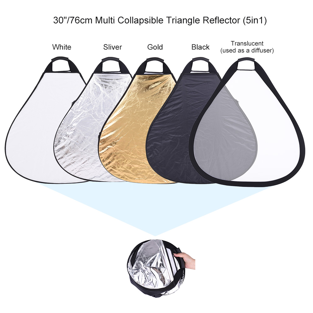 5in1 Portable Reflector 80cm 5 color Triangle photography collapsible diffuser Photo Studio Accessories