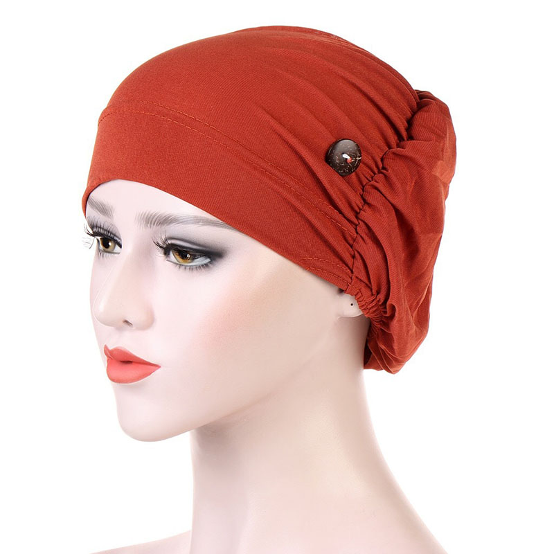 2020 New Muslim turban hats Fashion button linen caps wrap wear button head scarf hijabs bonnet Multicolor all season headwear