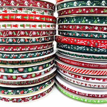 5 Yards 10mm Christmas Ribbon Printed Grosgrain Ribbons for Gift Wrapping Wedding Decoration Hair Bows DIY