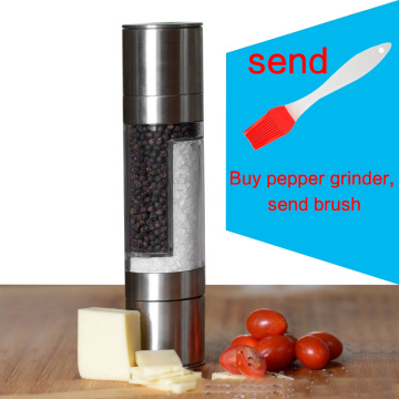 Double-headed pepper grinder 2 in 1 Stainless Steel Manual Salt Pepper Mill Grinder Seasoning Grinding for Cooking Restaurants