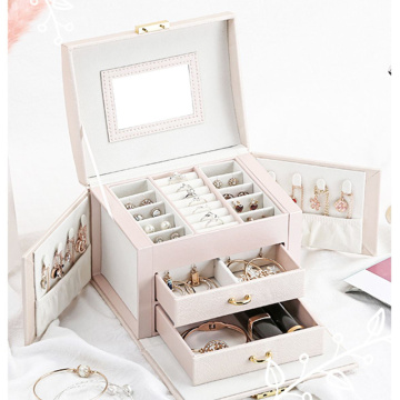 Jewelry Box Mirrored Large Capacity Jewelry Casket Makeup Organizer Earring Holder Makeup Storage Gift Boxes For Jewellery