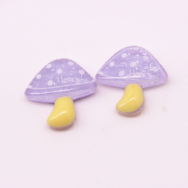 20Pcs Transparent Glitter Resin Mushroom Flatback Cabochon DIY Hair Bows Accessories Flat back Resin Cabochons Embellishments