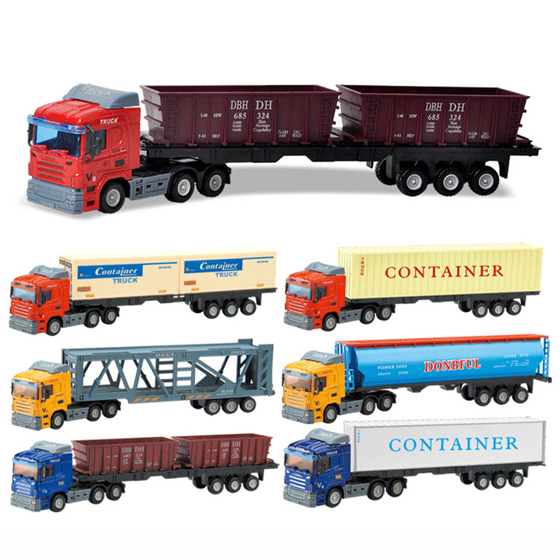 1:48 Alloy Container Truck Model Metal Diecast Car Toy 28cm Cargo Oil Tank Transport Vehicle Birthday Gift for Boy Children Y166