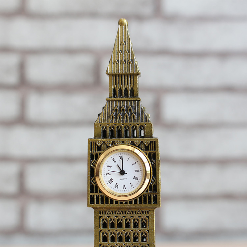 Vintage Table Clock European London Big Ben Model Creative Metal Antique Style Clocks Souvenirs Crafts Desktop Home Decoration