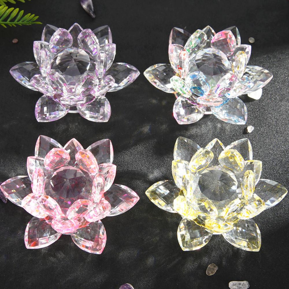 Colorful Crystal Lotus Candlestick Handmade Candle Holder Transparent Table Ornaments Gift Home Decoration Accessories