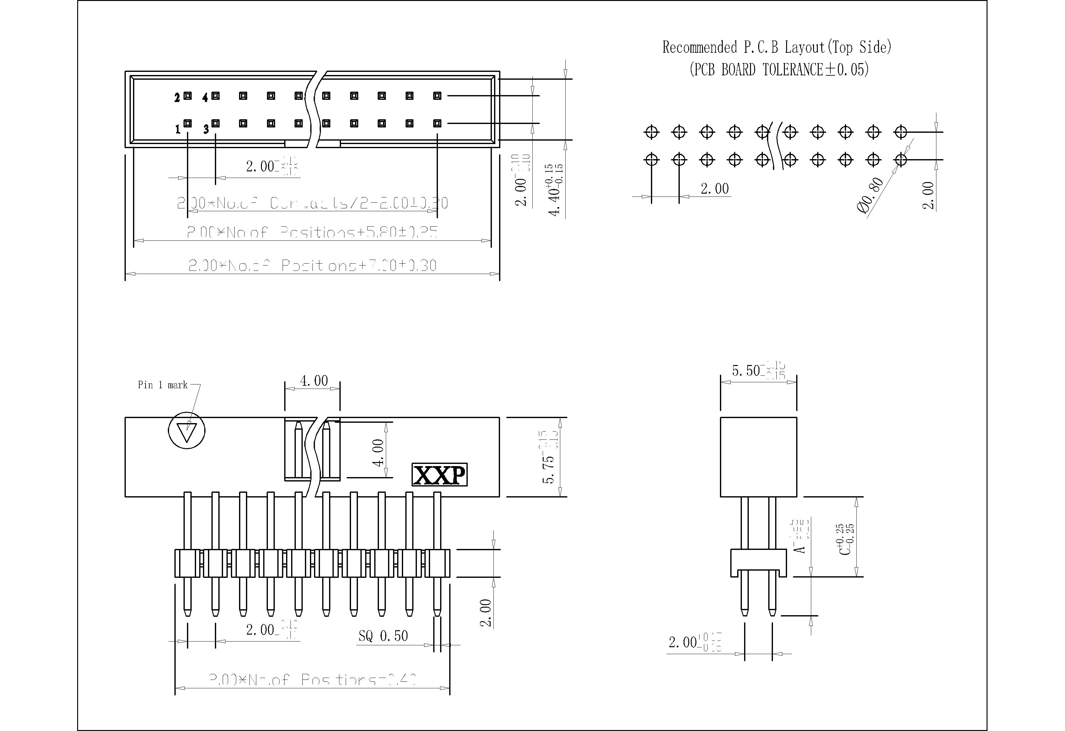 BHCS02 2.00mm Box Header 180°H=5.75 Add Housing