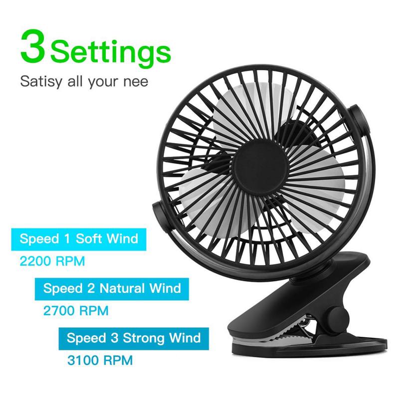 New Hot Sale USB Rechargeable Clip Desktop/Table Fan Mini Portable Clamp Fan 360degree Rotating Ventilator With Air Cooler Fan