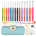 18 Styles Crochet Needle Hook Set With Yarn Knitting Needles Set Knit Gauge Scissors Sewing Kits Hooks For Knitting with Case