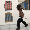 Kids Knitted Vest Boys Sweater New Autumn Winter Toddler Girls Wool Cotton V Collar Baby Girl Casual Pullover Warm Top Tees