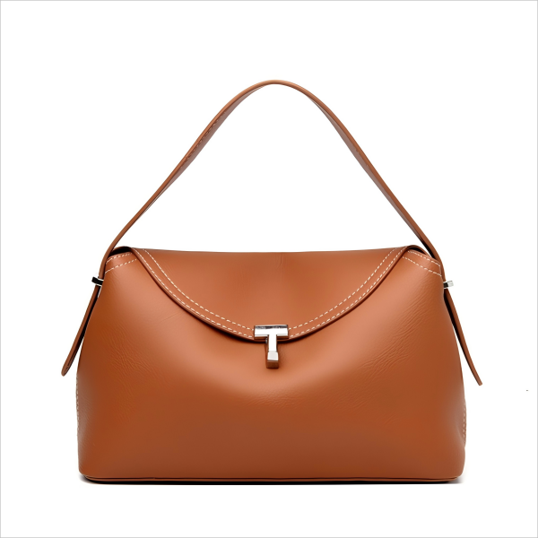 Leather flip-top fashion handbag for women