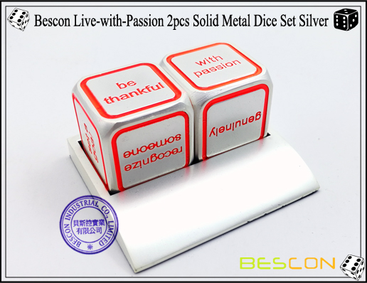 Bescon Live-with-Passion 2pcs Solid Metal Dice Set Silver-1