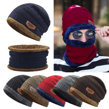 Men Warm Winter Hat Scarf Soft Knitted Hat Scarf Set Skullies Beanies Winter Hat For Women Unisex Knitted Thick Fleece Lined Cap