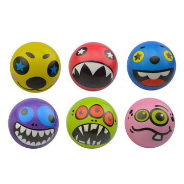 1PCS 6.3cm Hand Wrist Exercise PU Rubber Toy Balls Face Print Sponge Foam Ball Squeeze Stress Ball Relief Toy