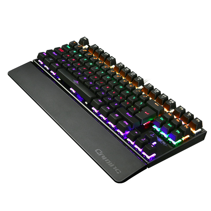 1pc K-28 Gaming Mechanical Keyboard USB Wired e-sports Keyboard Blue/black Switch Big Wrist Rest Illuminate Backlight