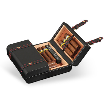 Galiner Cigar Leather Case Travel Humidor Box Portable Briefcase Style Cedar Wood Cigar Humidor W/ Humidifier Storage Cigar Box